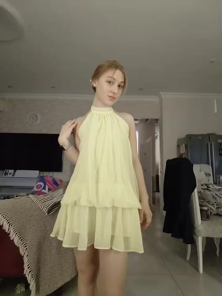 Customer photo review of Eden Halter Backless Mini Dress