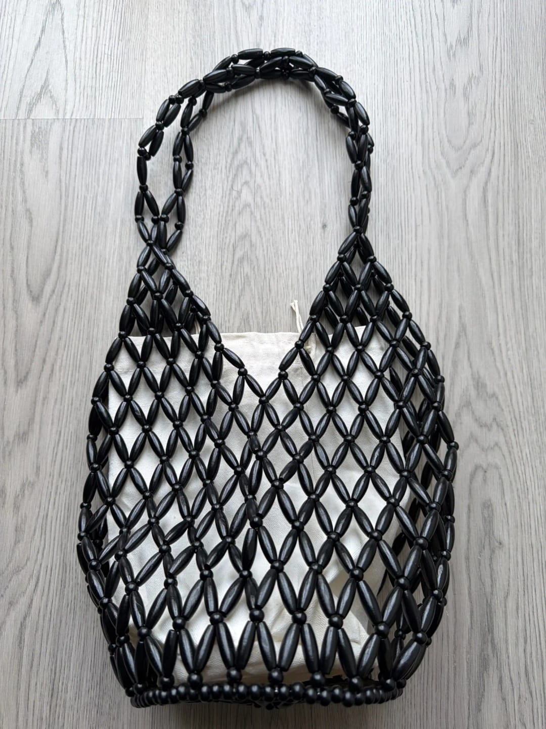 Customer photo review of Boho Wooden Bead Crossbody Handbag
