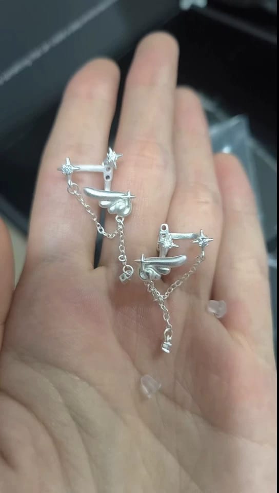 Customer photo review of Winged Grace Platinum Plating Music Note Wing Ear Cuffs™