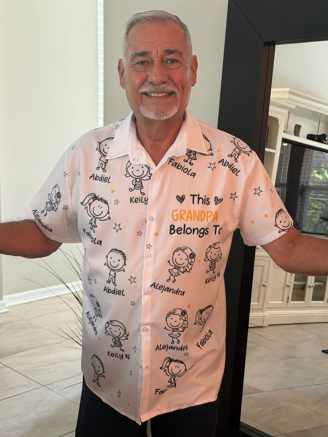 Customer photo review of Personalized Hawaiian Shirt- This Grandpa Belongs To Doodle