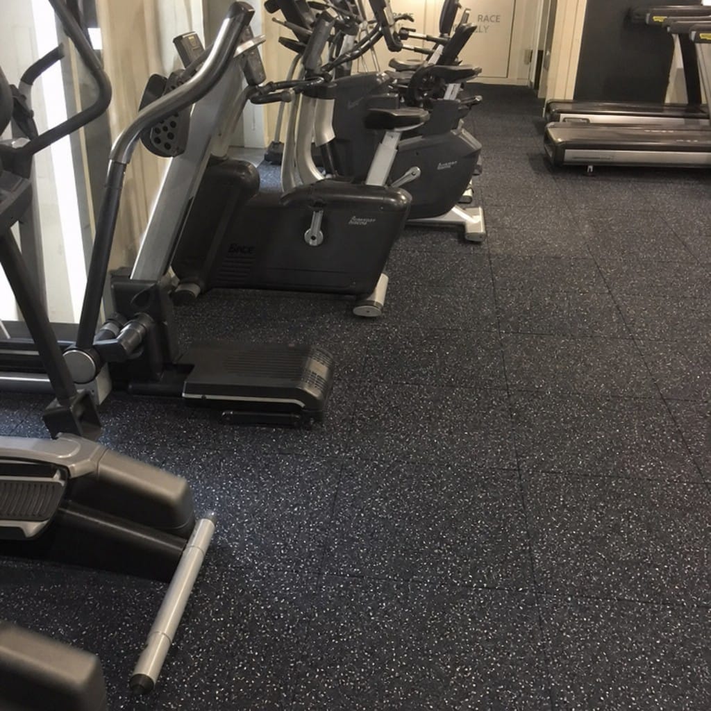 Customer photo review of 12mm Commercial Rubber Gym Tiles | 1m² Per Tile | Blue/Black & White/Black