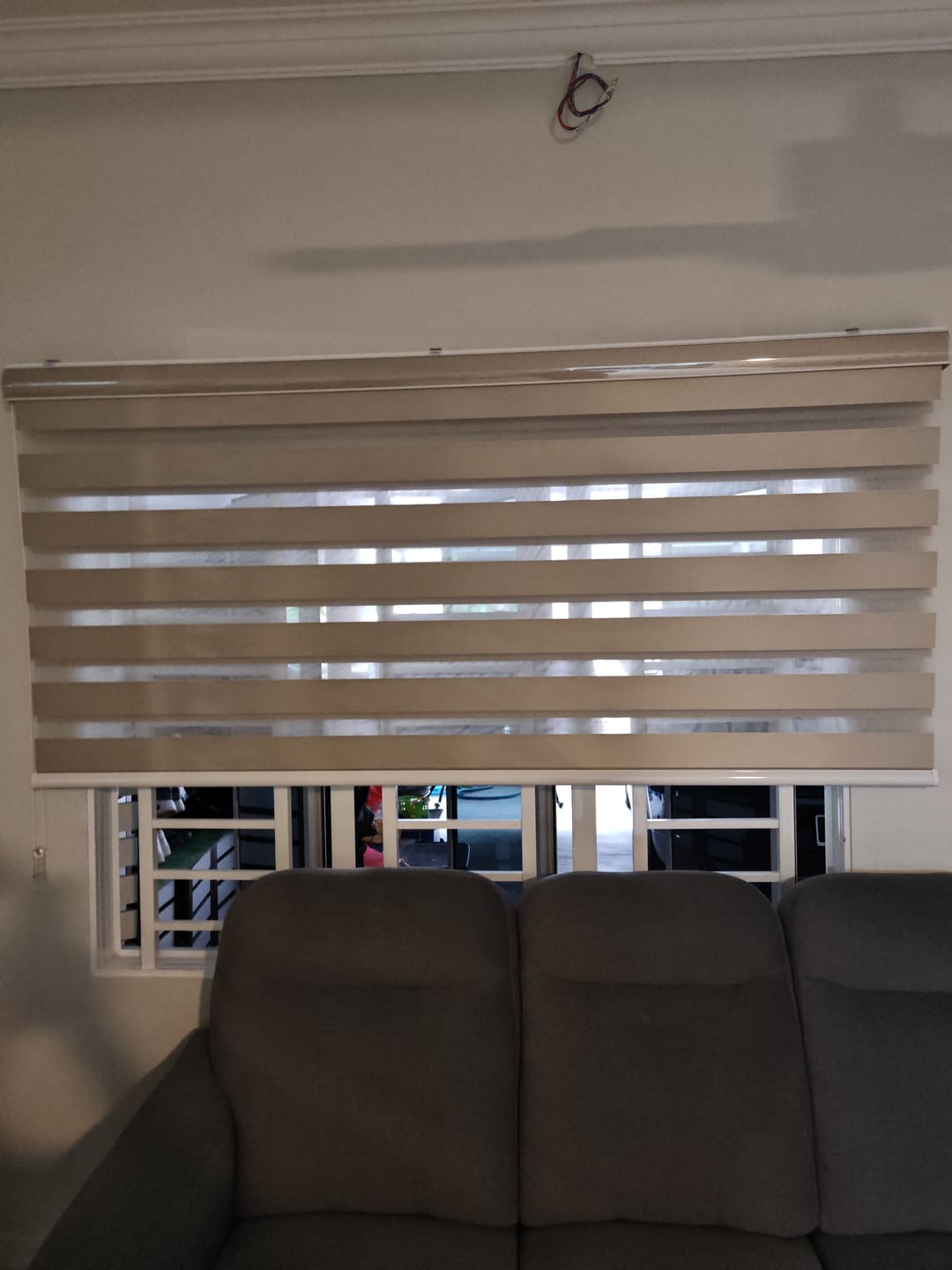 Customer photo review of Bijou Premium Blackout Zebra Blinds