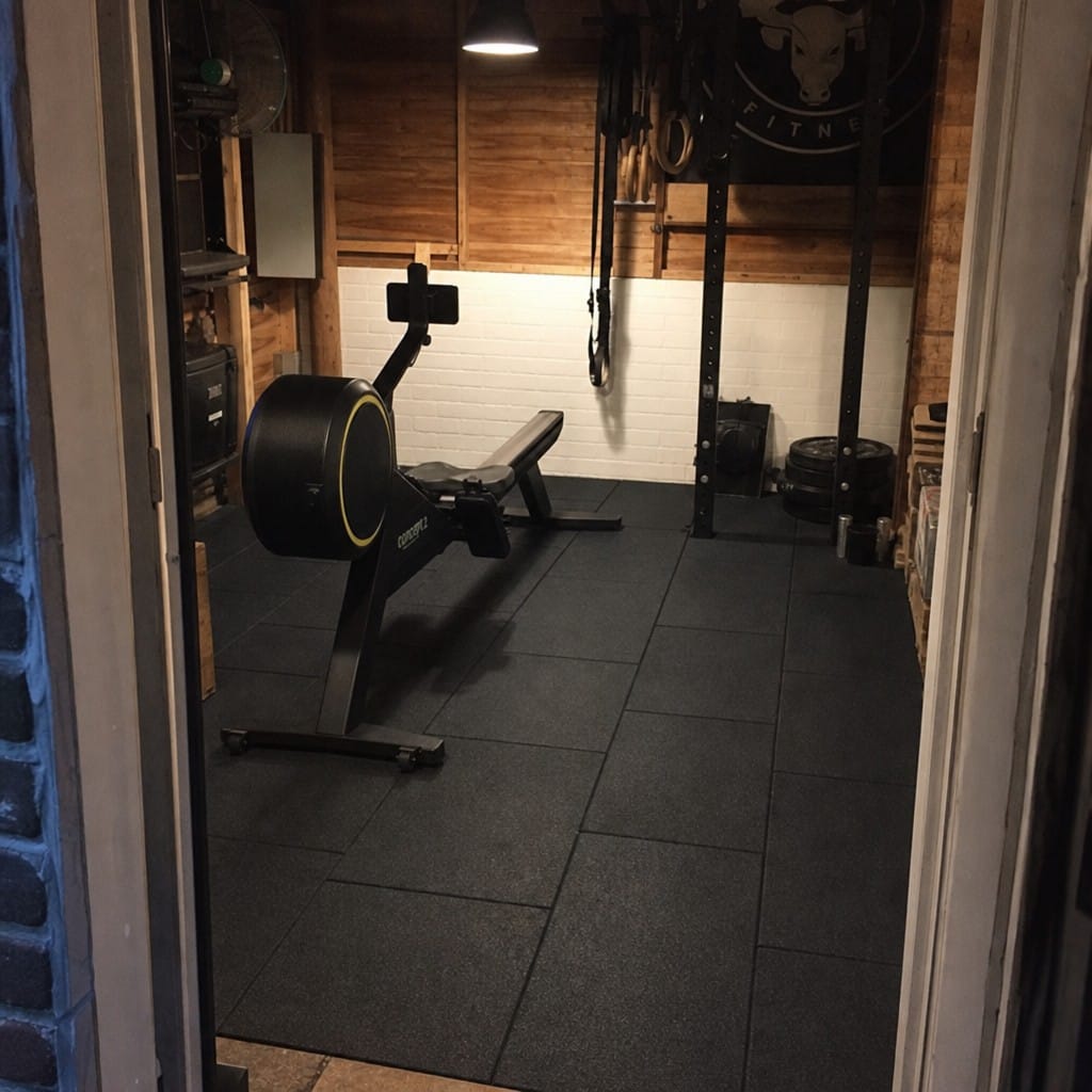 Customer photo review of TitanForce Pro 20mm Rubber Gym Flooring Tiles 100x50cm | Precision Moulded | UK Stock