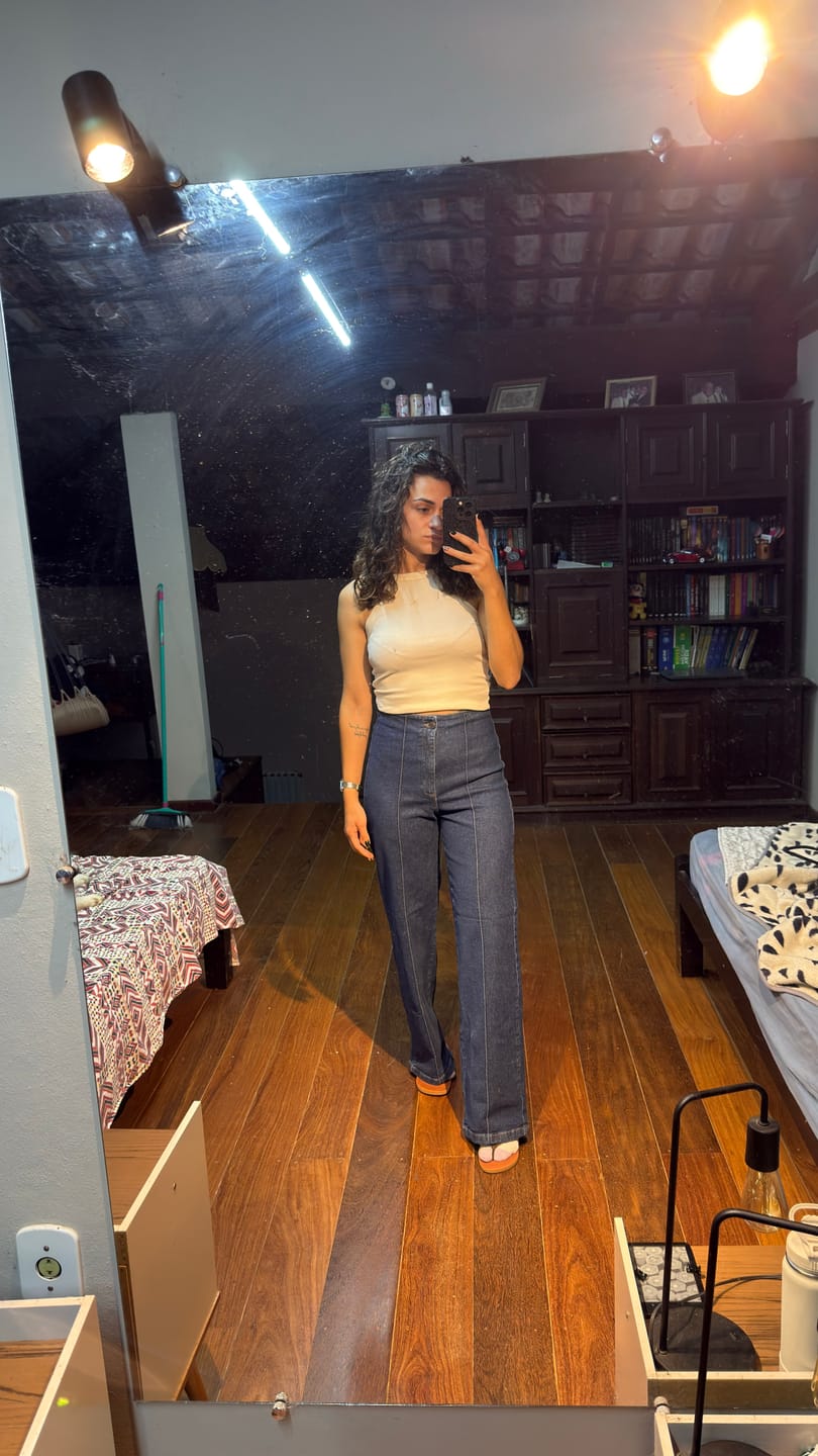 Customer photo review of Calça Jeans Reta Mandacaru Azul Escuro