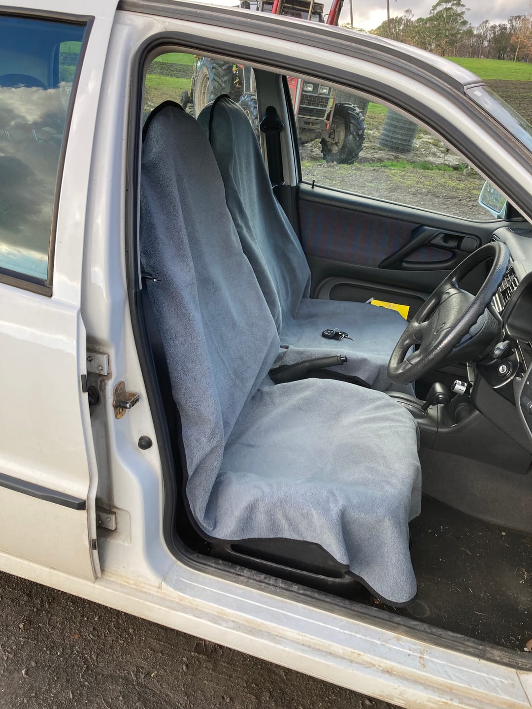 Customer photo review of Waterproof Car Seat Towel – Storm Grey | Towel Society