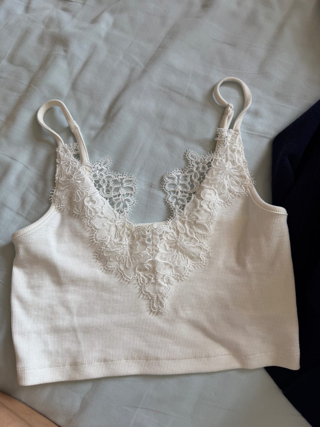 Customer photo review of 0122stepll Lace Trim Ribbed Camisole & Asymmetric Midi Skirt Set
