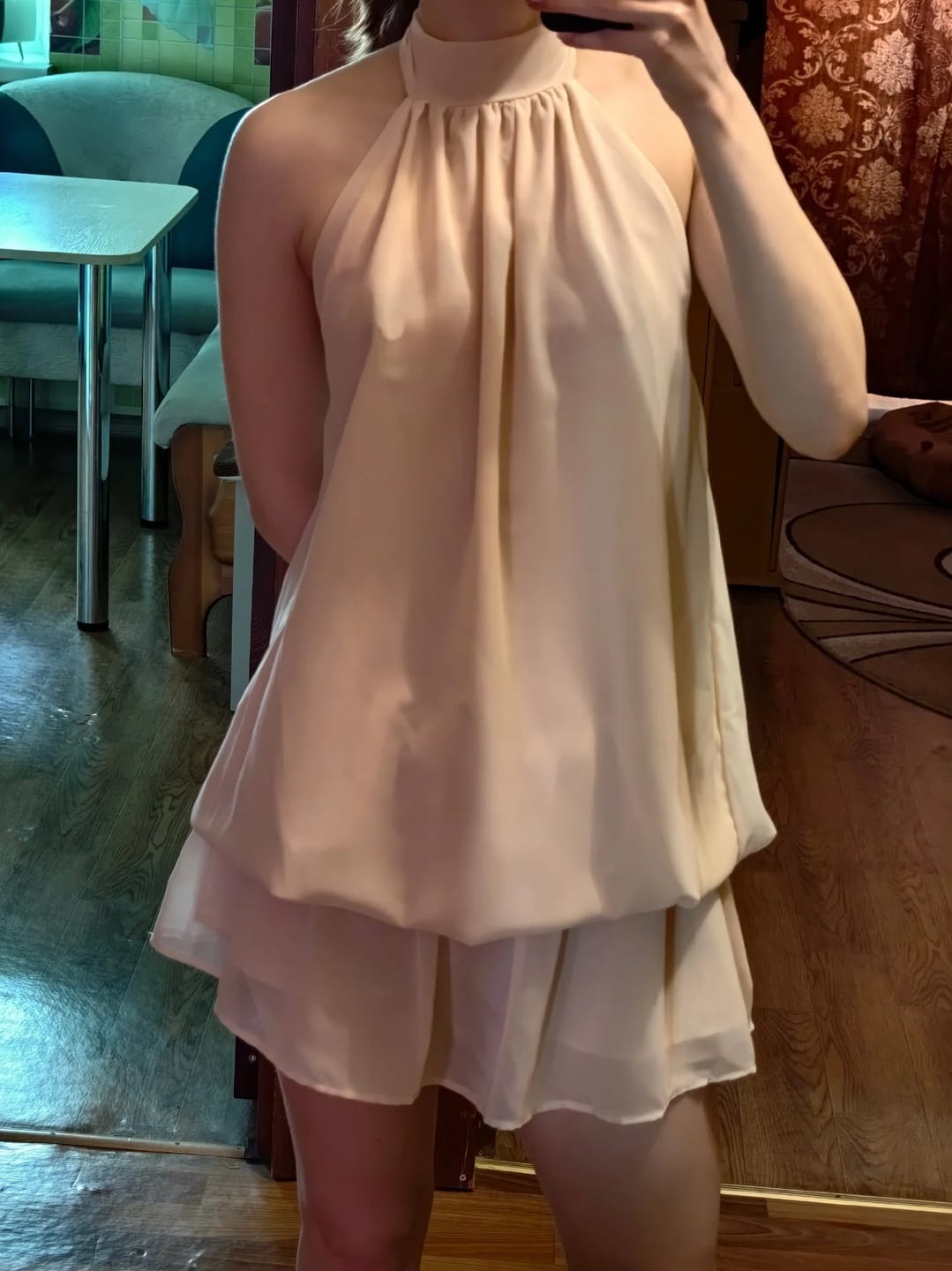 Customer photo review of Eden Halter Backless Mini Dress