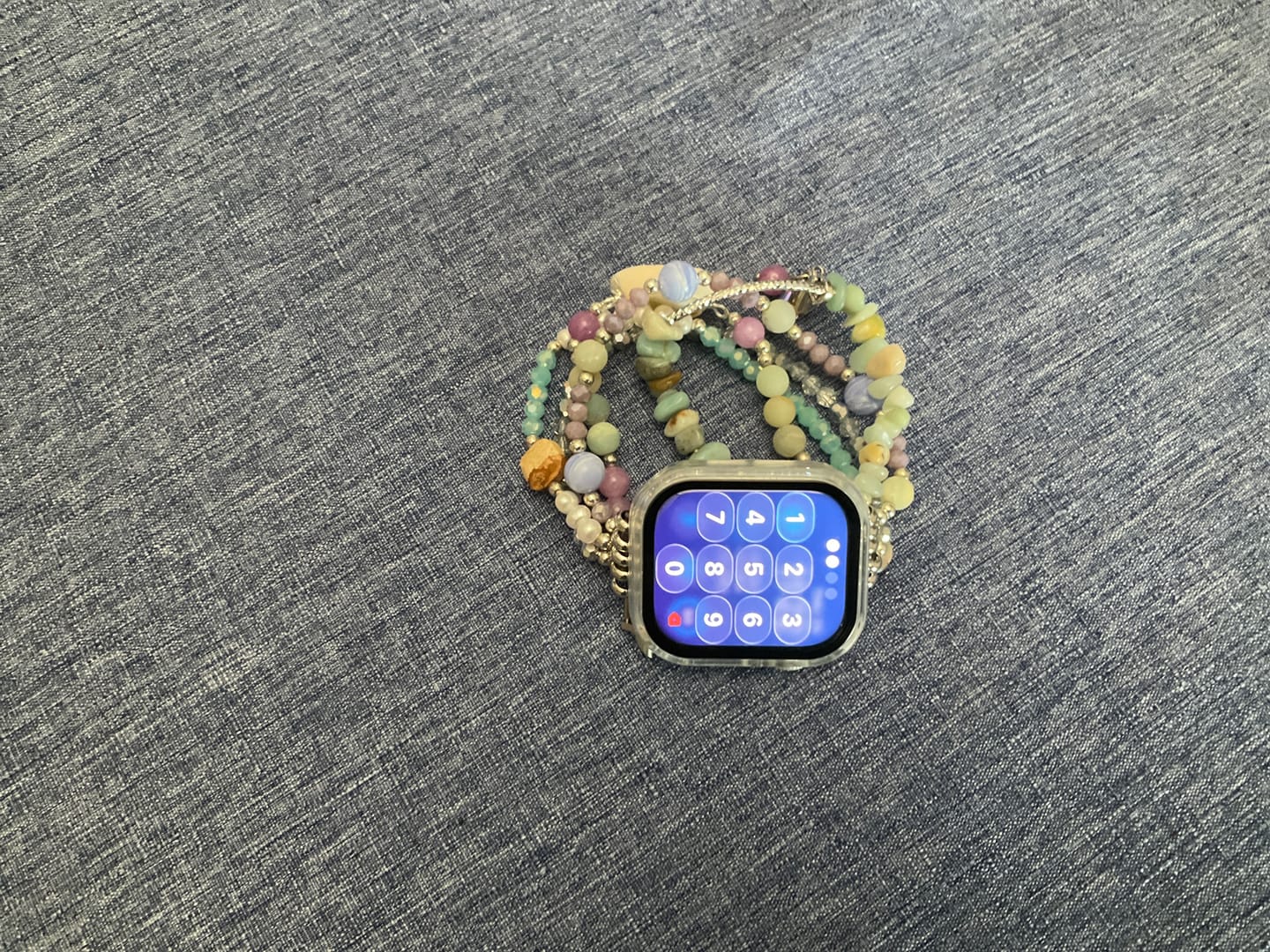 Customer photo review of Seaside Dreams Stretch Apple Watch Strap