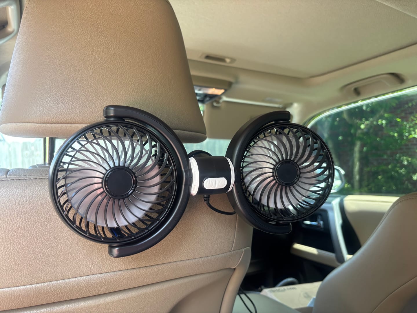 Customer photo review of NEW Adjustable Backseat Dual Cooling Fans (Compatible with USB-A plug Only)