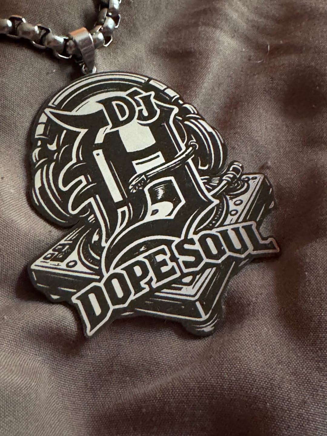 Customer photo review of Custom Logo Engraved Photo Pendant Necklace