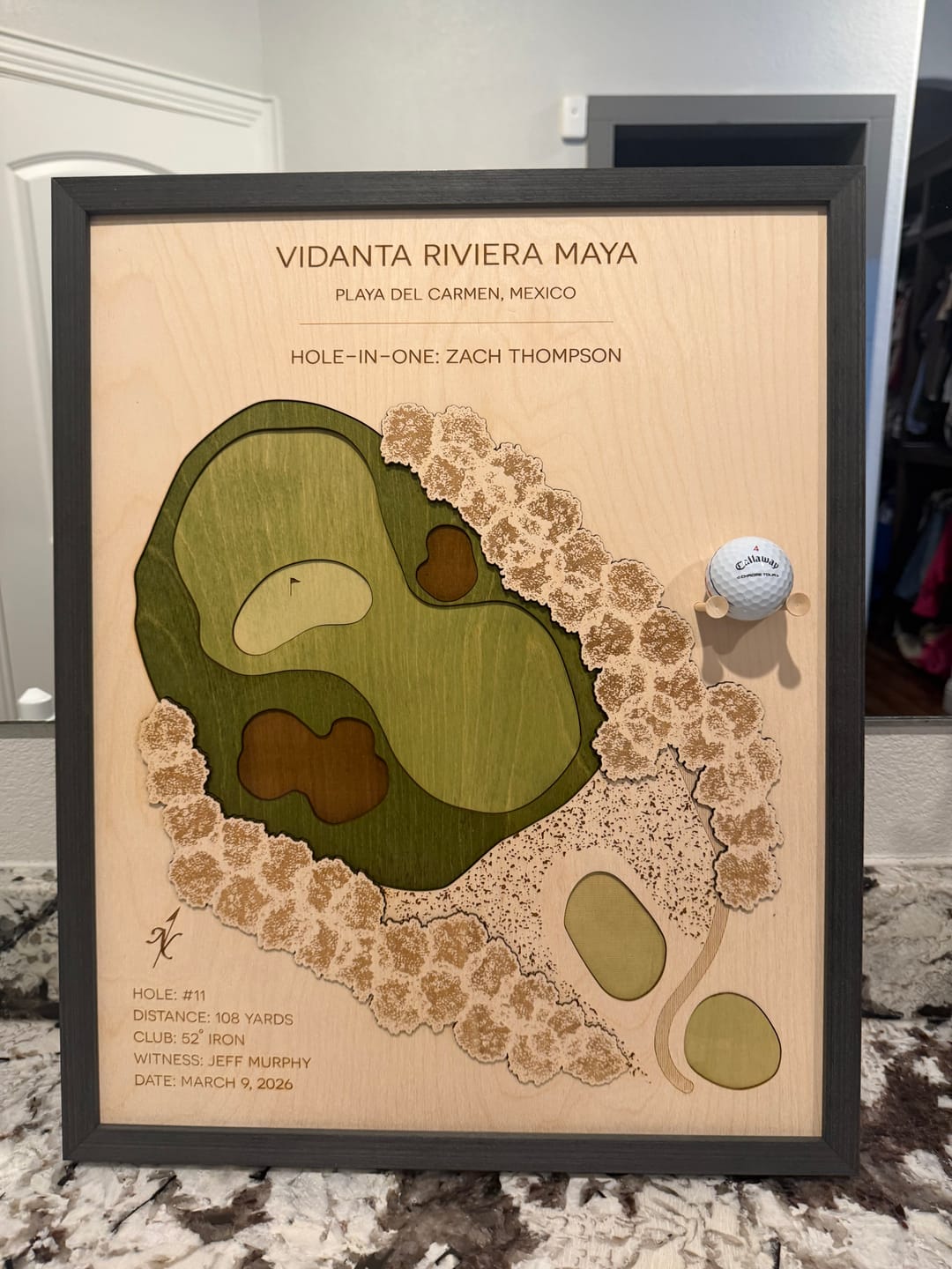 Customer photo review of Personalized Hole-in-One | Single Hole Golf Art