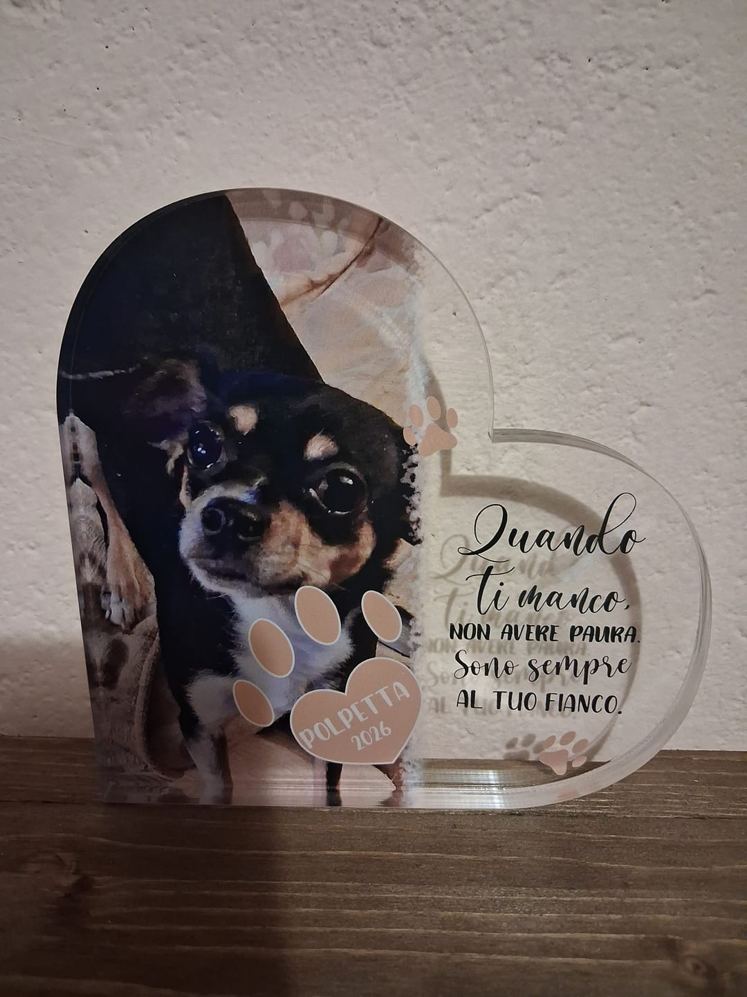 Customer photo review of Quando ti manco - Cuore in vetro personalizzato