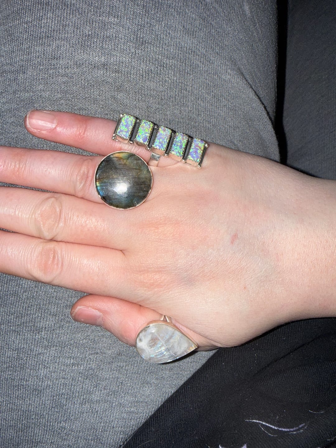 Customer photo review of Exclusive Violet Blue Dahlia Mohave Turquoise Ring Size 7.75 (.925 Sterling Silver)