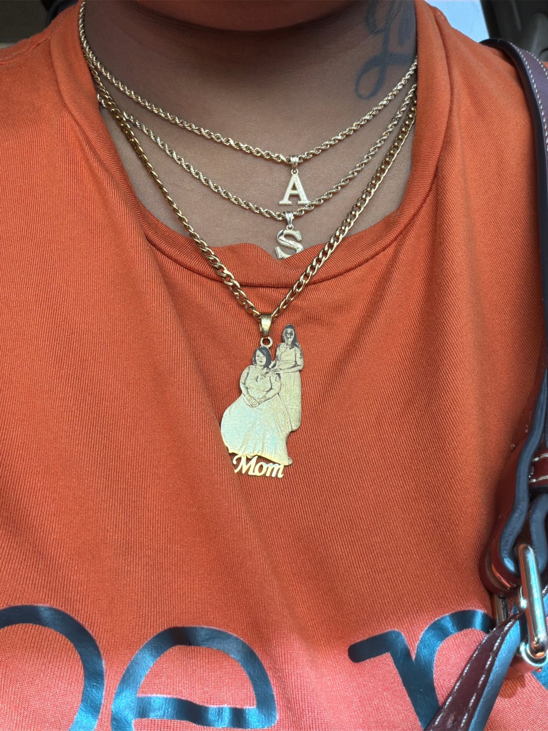 Customer photo review of Custom Photo Engraved Pendant Necklace