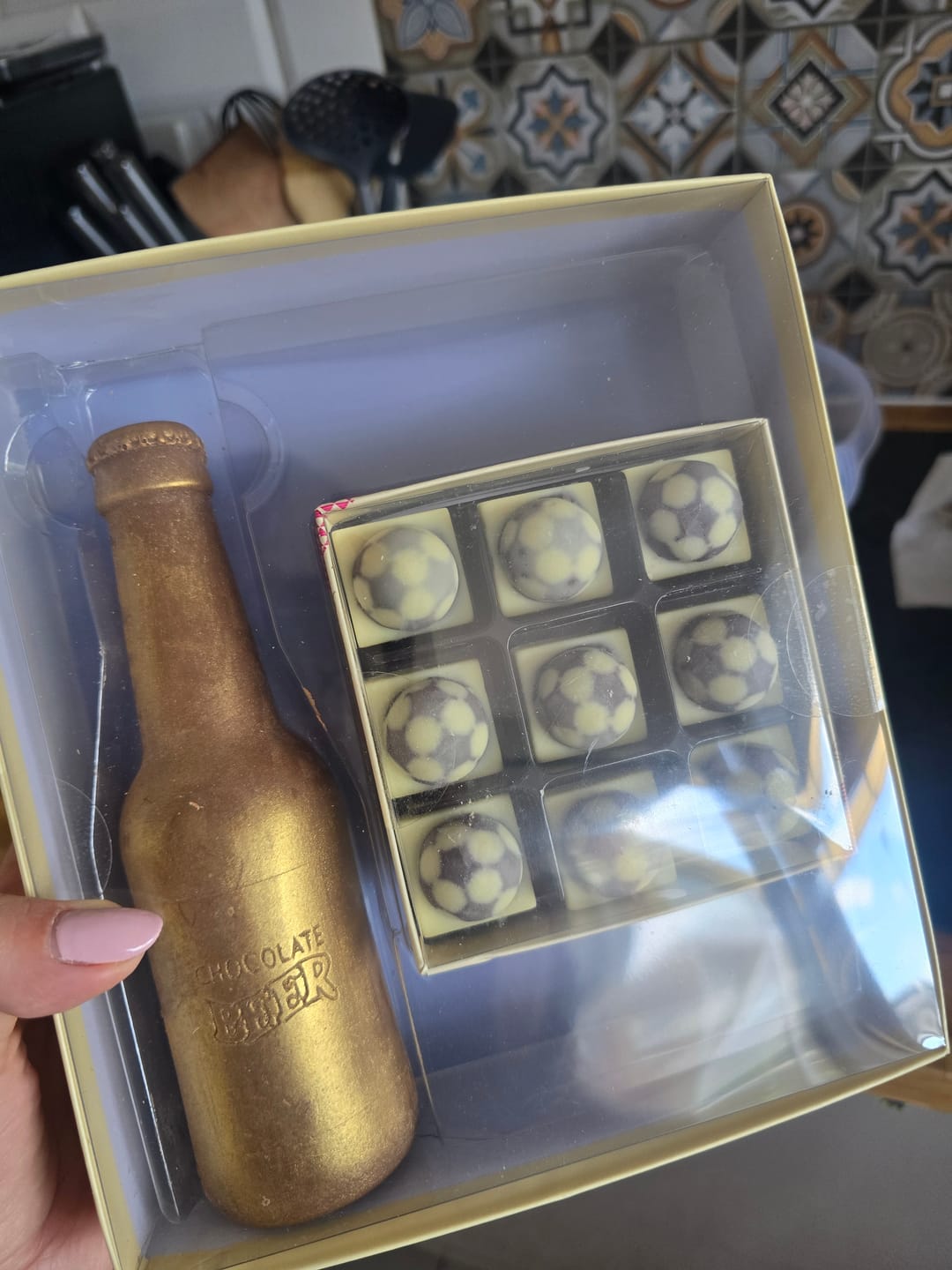 Customer photo review of Chocolate Beer Bottle And Footballs