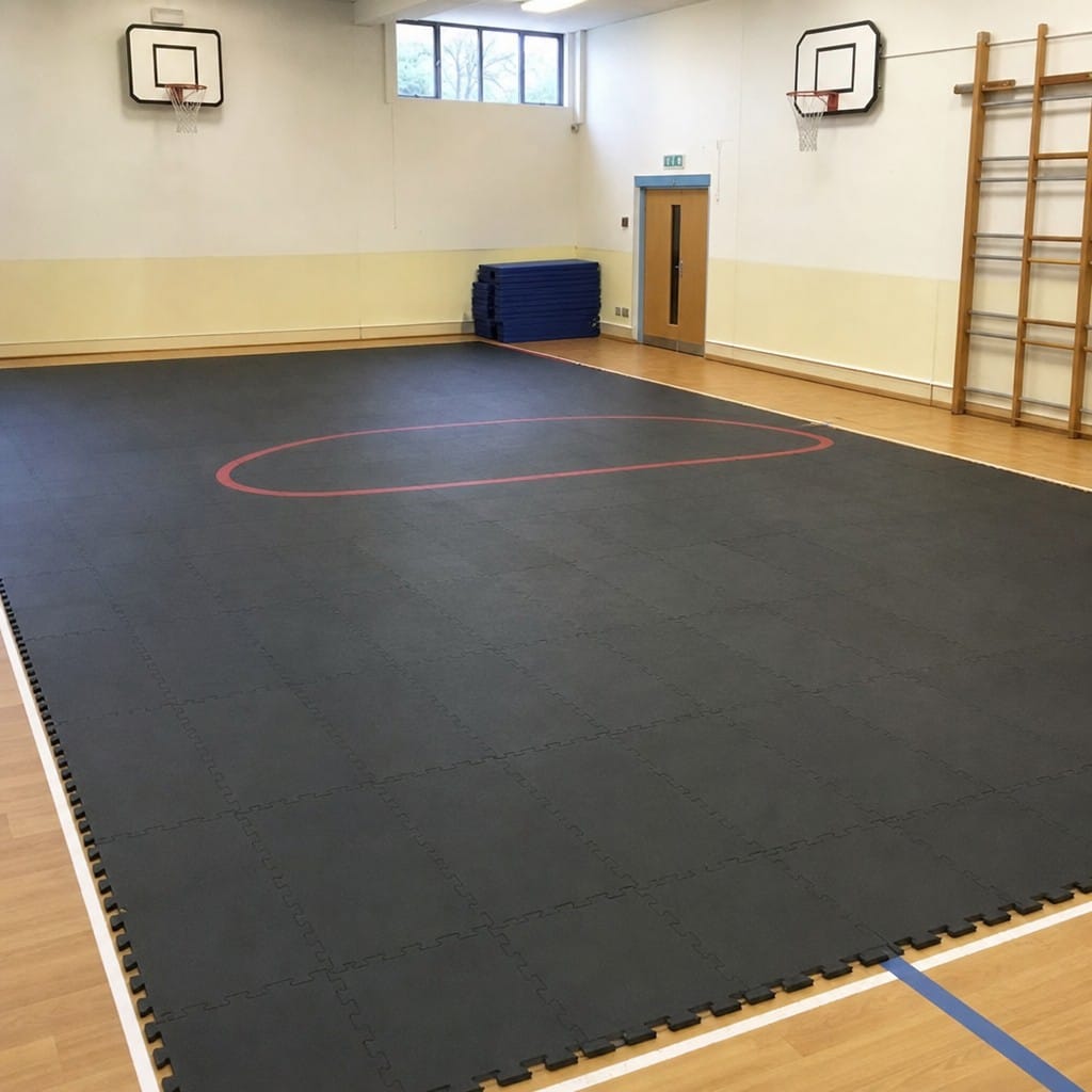 Customer photo review of 16mm Interlocking Rubber Gym Tiles | 500mm × 500mm | EN 13893 Certified | Commercial Grade