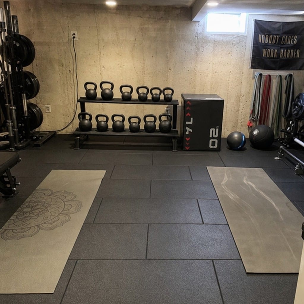 Customer photo review of TitanForce Pro 20mm Rubber Gym Flooring Tiles 100x50cm | Precision Moulded | UK Stock