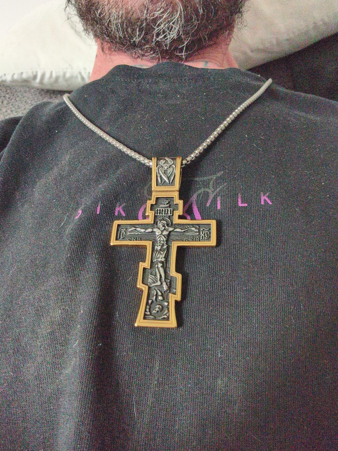Customer photo review of DARK JESUS CROSS. - GOLD