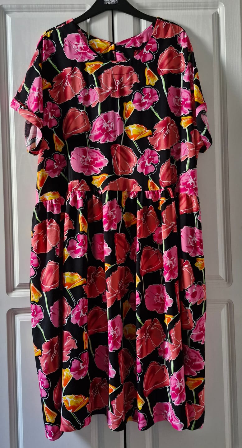 Customer photo review of Flower Drawings on Black Viscose Challis Fabric