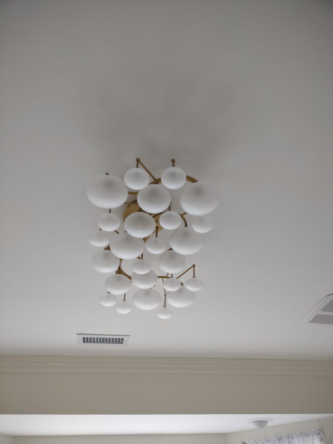 Customer photo review of Mid-century 12-Light Ellipsoid Frosted Glass Semi-Flush Mount