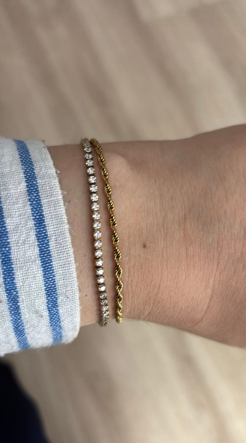 Customer photo review of Ava Petite Gold White Bracelet