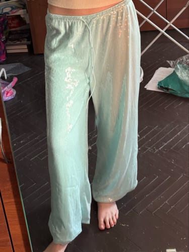 Customer photo review of Sophia Sequin Wide-Leg Trousers