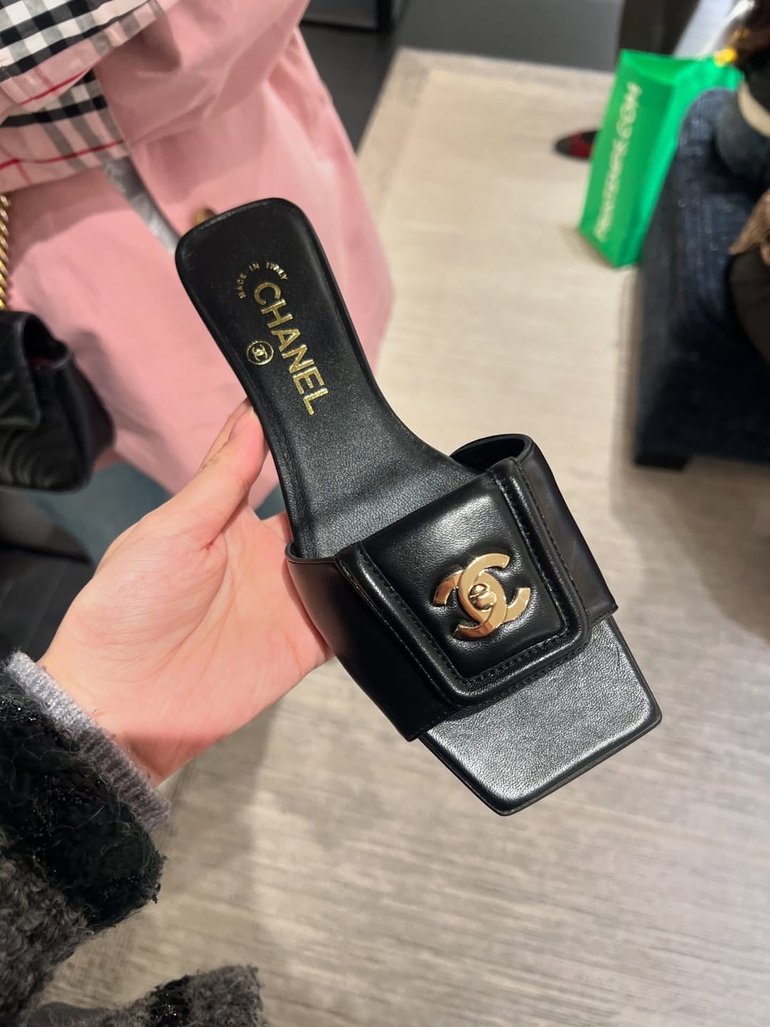 Customer photo review of Chanel 2026 Double C Buckle Square Toe Slipper 857303
