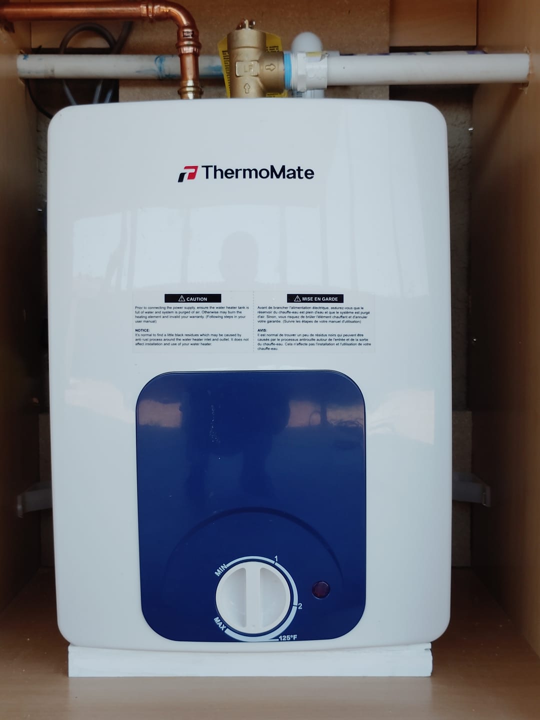 Customer photo review of 2.5 Gallon Mini Tank Electric Water Heater – 120V