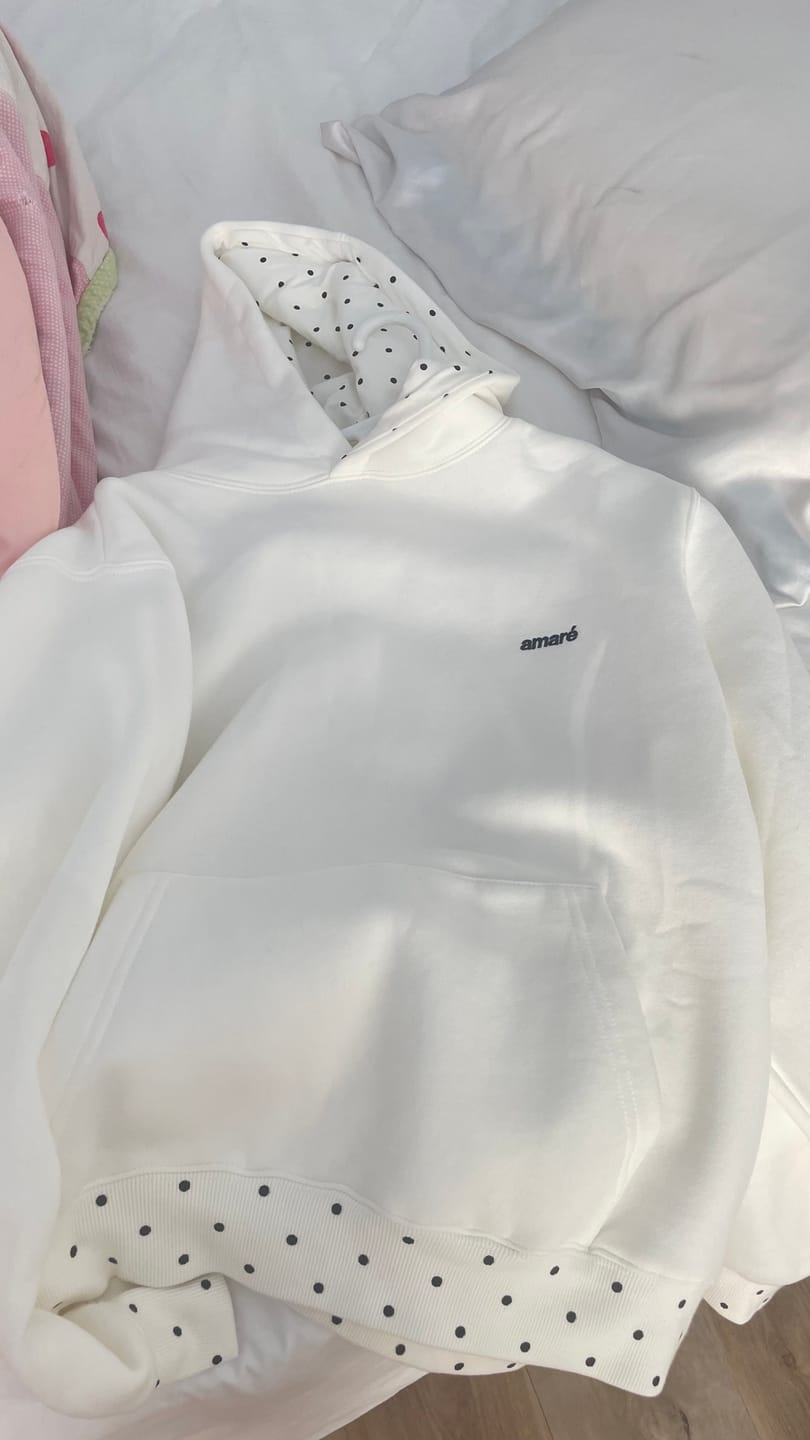 Customer photo review of POLKA DOT HOODIE (SOFT WHITE) *PRE-ORDER*