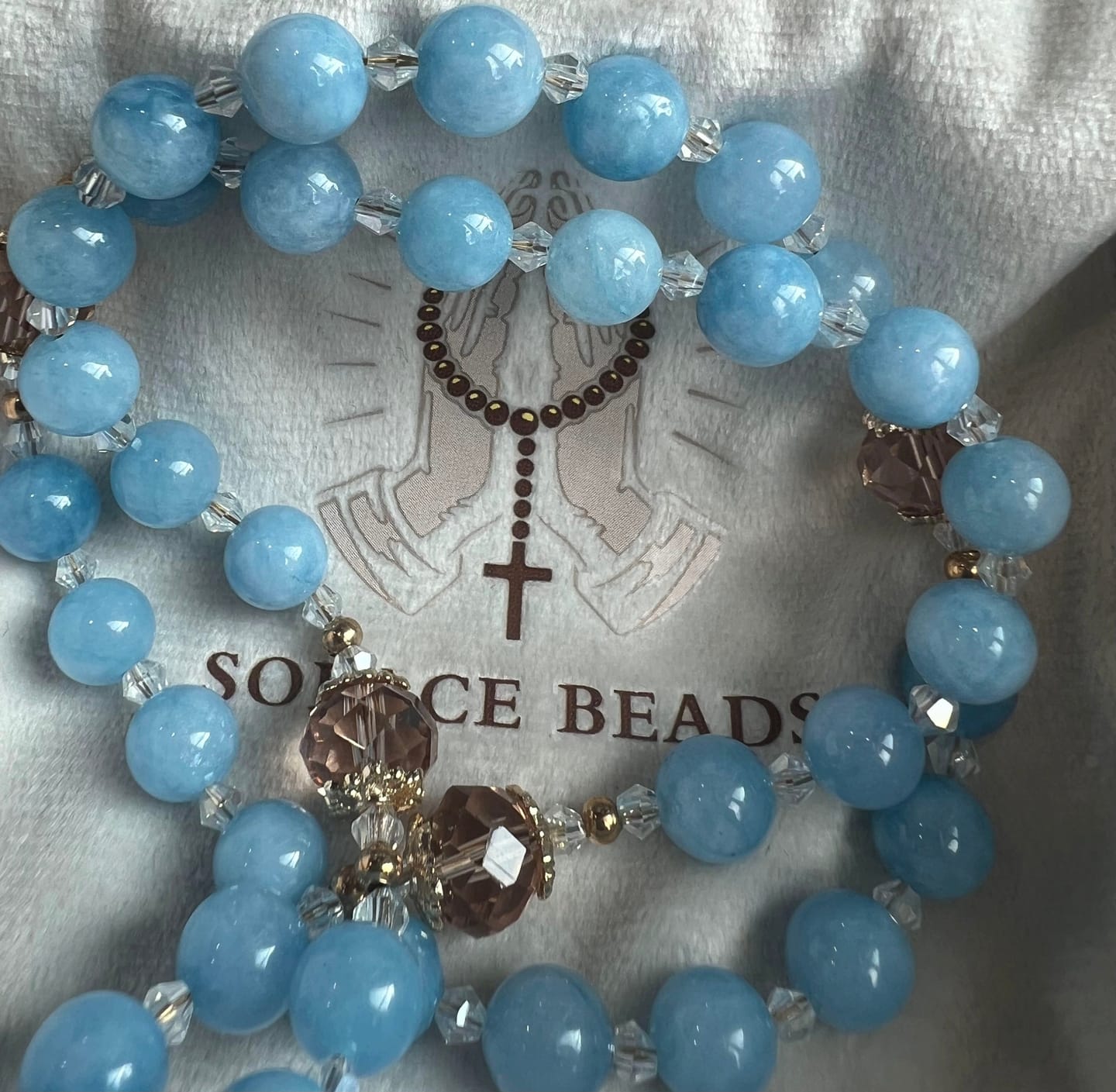 Customer photo review of SolaceBeads Serene Waters Aquamarine Beads Rosary