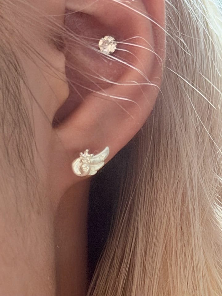 Customer photo review of Divine Plume Angel Wings 925 Sterling Silver Stud Earrings™