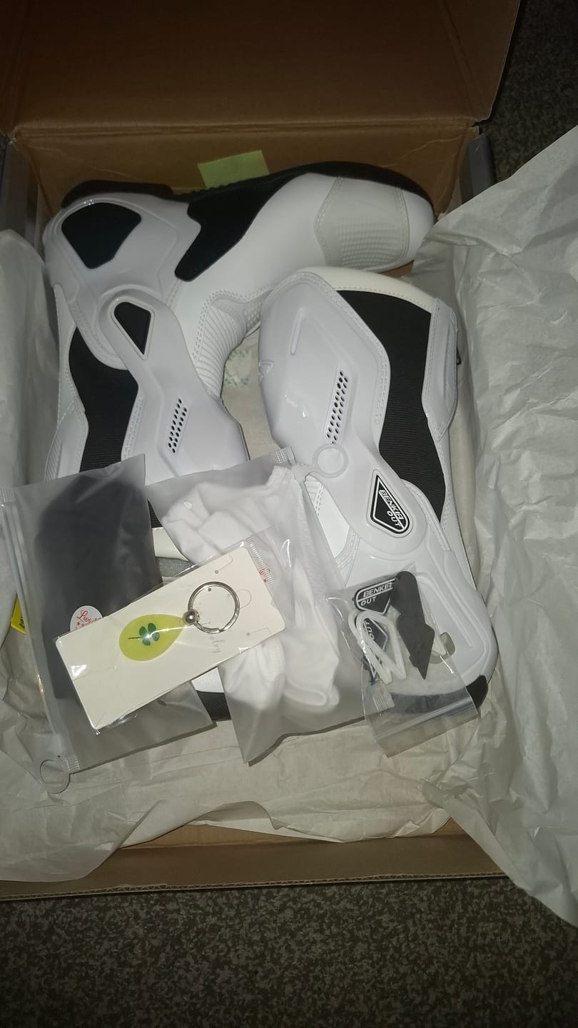 Customer photo review of Motorcycle Riding Boots White