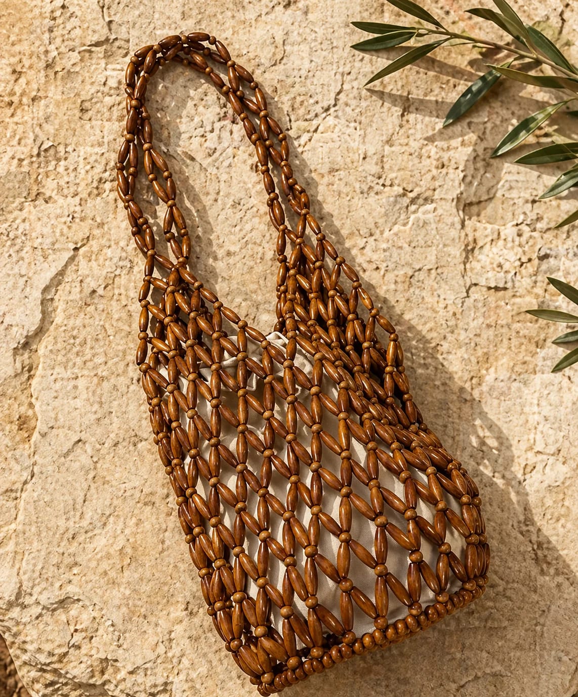 Customer photo review of Boho Wooden Bead Crossbody Handbag