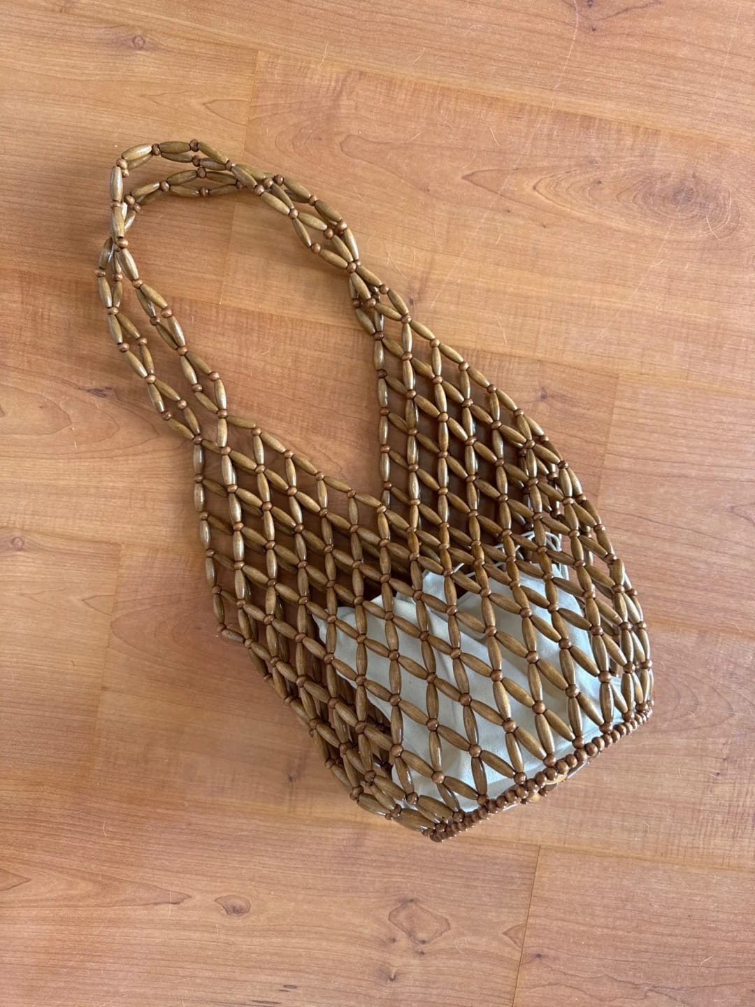 Customer photo review of Boho Wooden Bead Crossbody Handbag