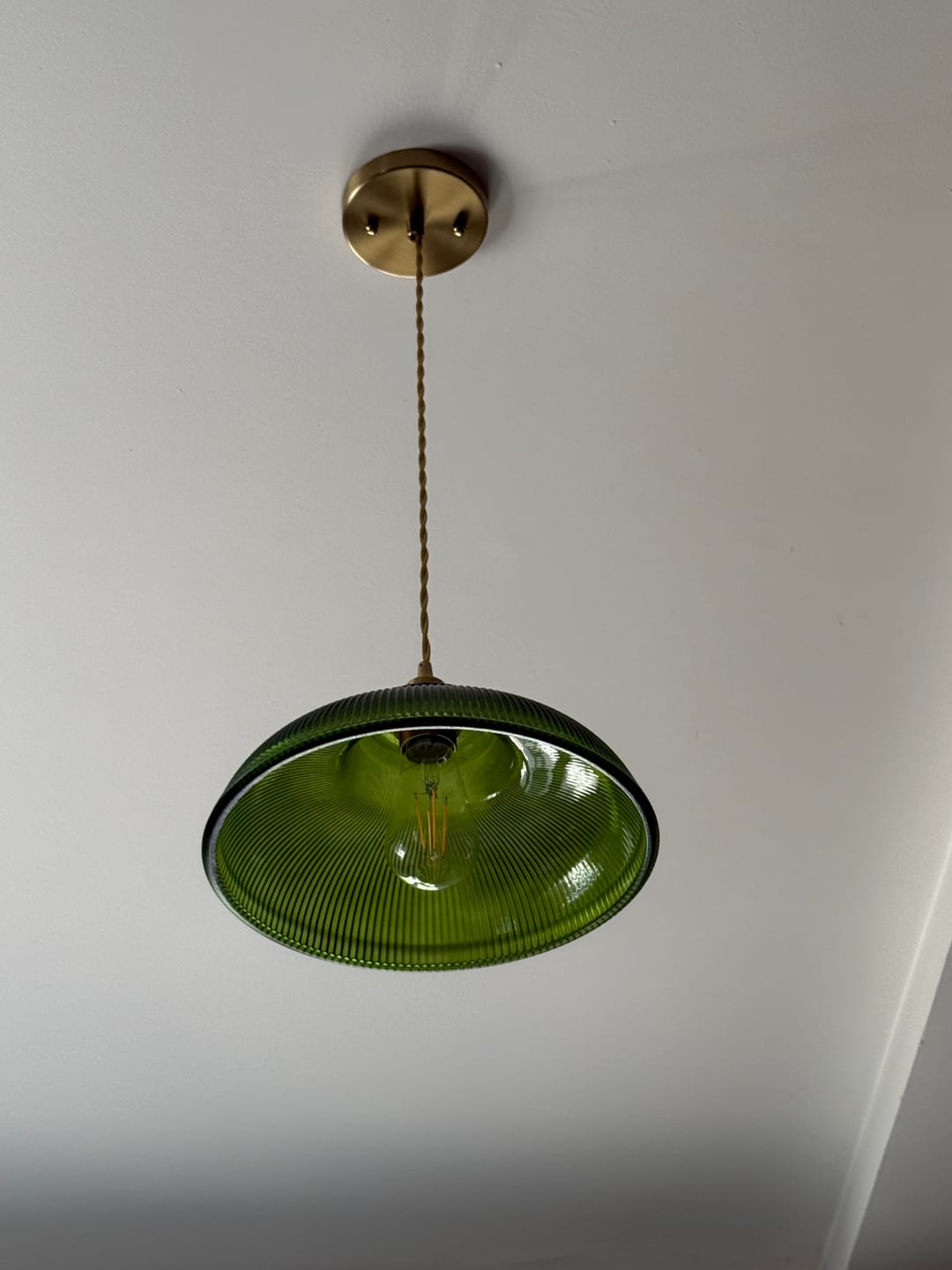 Customer photo review of Adjustable Modern Farmhouse Ribbed Glass Dome Pendant Light