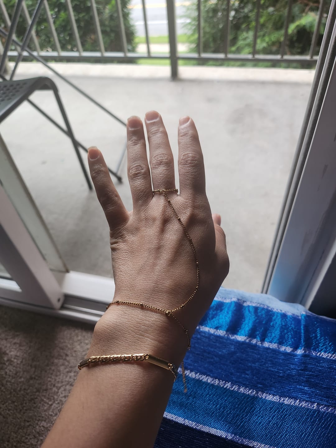 Customer photo review of 18K Gold Hand Chain Bracelet