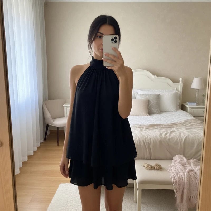 Customer photo review of Eden Halter Backless Mini Dress