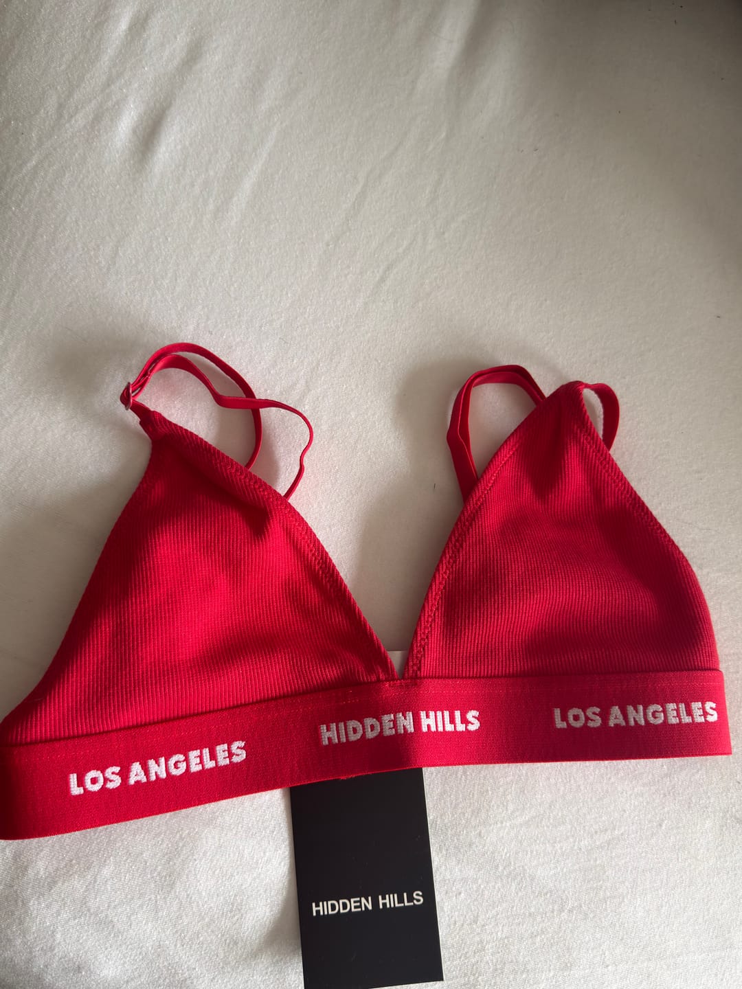Customer photo review of TRIANGLE RIBBED BRA TOP RASPBERRY RED