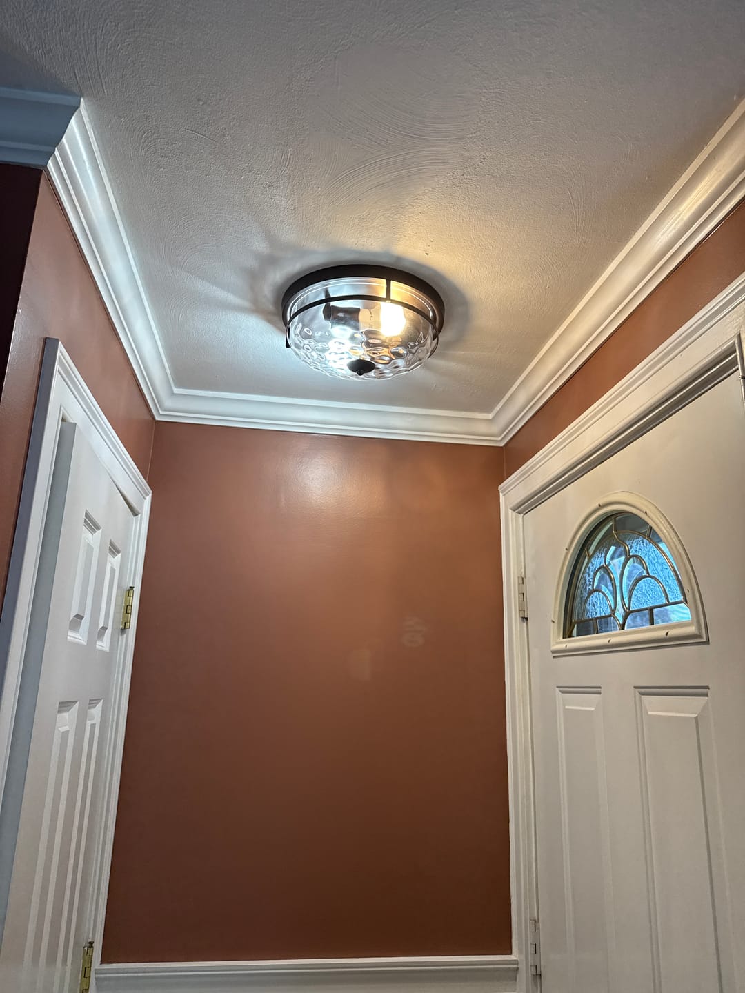 Customer photo review of 2-Light Water Glass Round Flush Mount Ceiling Light