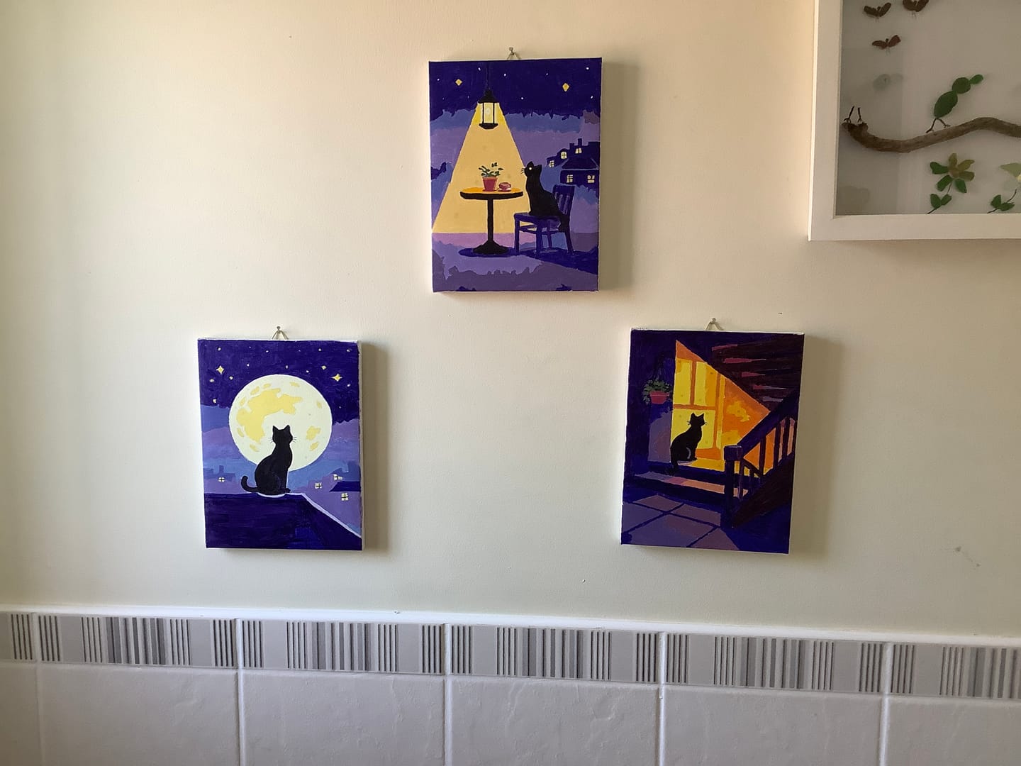 Customer photo review of 6 Mini Paintings - MIdnight Cat Set