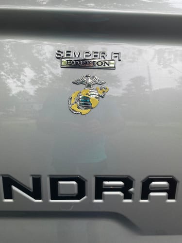 Customer photo review of SEMPER FI EDITION Car Emblem Metal Badge