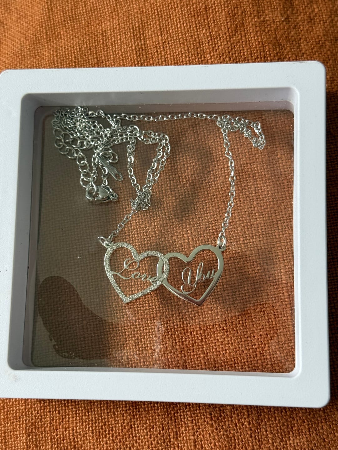 Customer photo review of Iced Heart Double Name Necklace