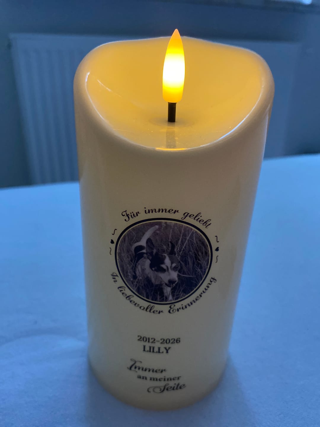 Customer photo review of Personalisierte LED Kerze - In liebevoller Erinnerung