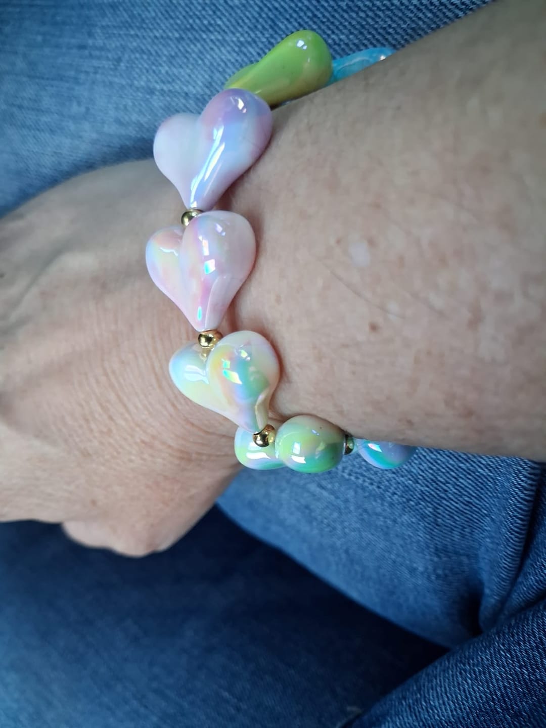 Customer photo review of Iridescent Heart Bracelet