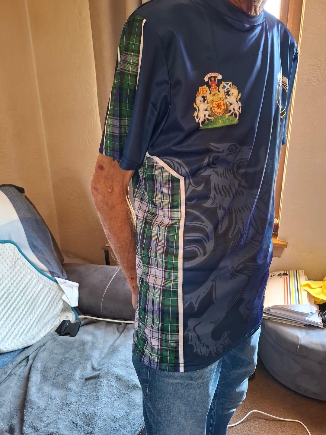 Customer photo review of Forbes Tartan T-Shirt with Family Crest and Lion Rampant Vibes Sport Style