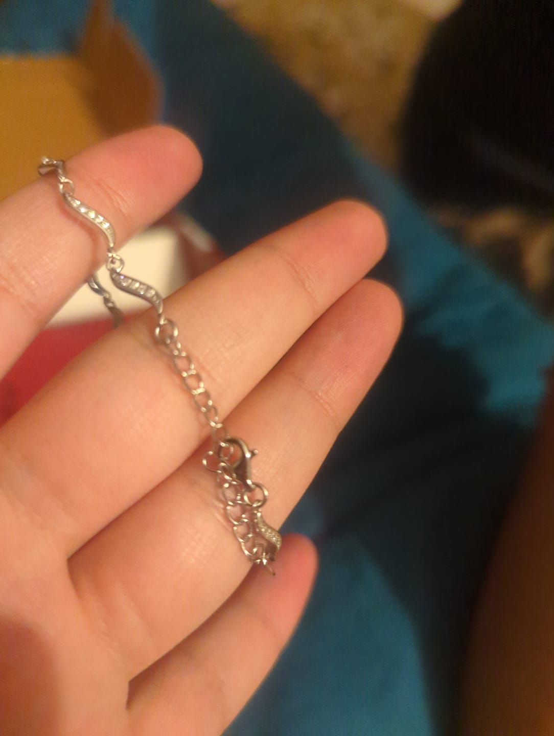 Customer photo review of Kriti Sanon Silver Graceful Waves Bracelet