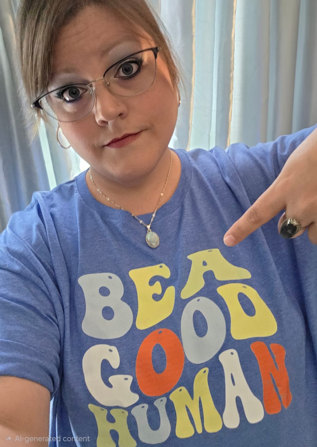 Customer photo review of Be A Good Human Groovy Tee