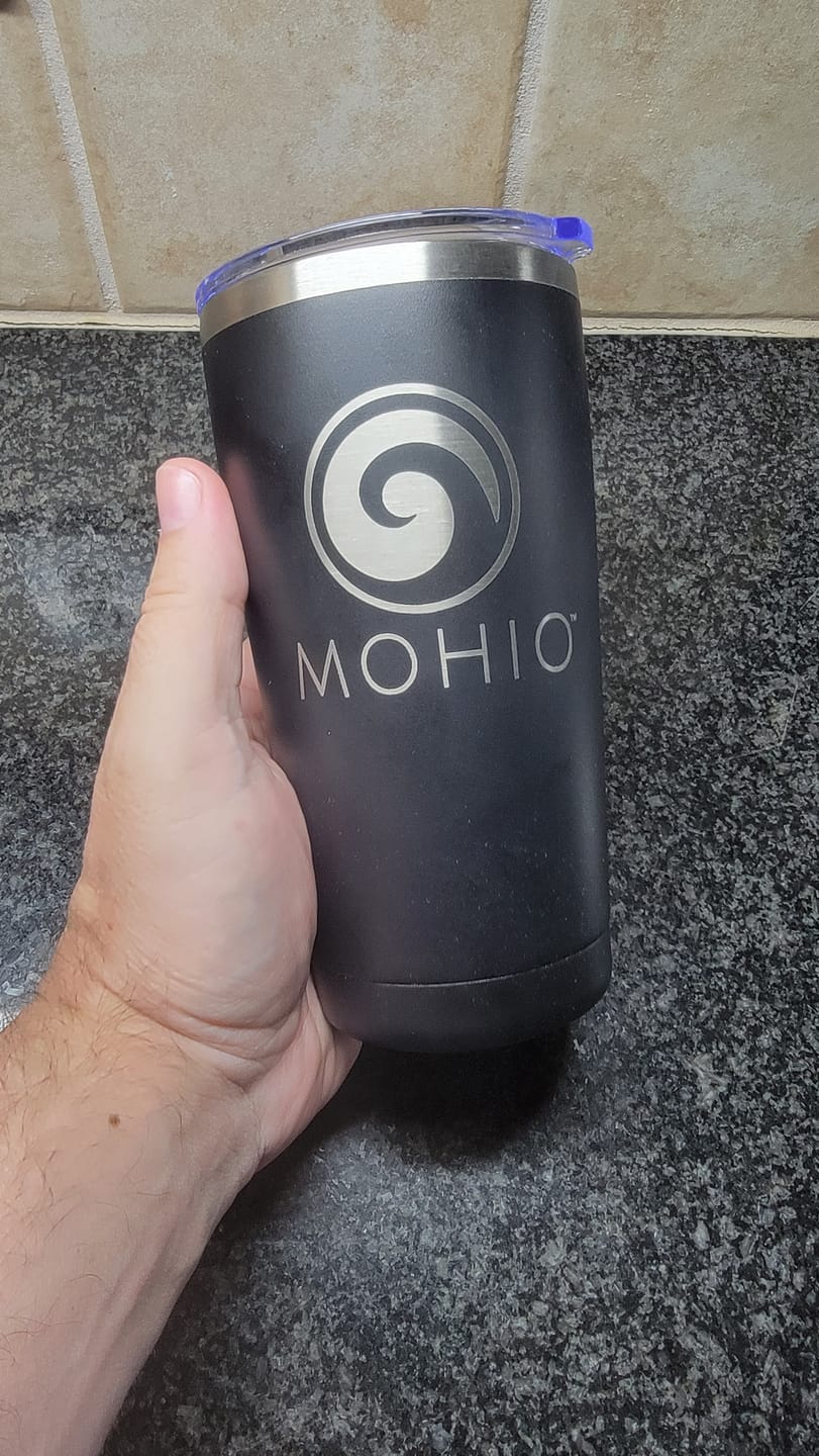 Customer photo review of $5 Sample - Custom 20 oz Tumbler with your Business Logo Engraved - Great Test Before Bulk Volume Order!