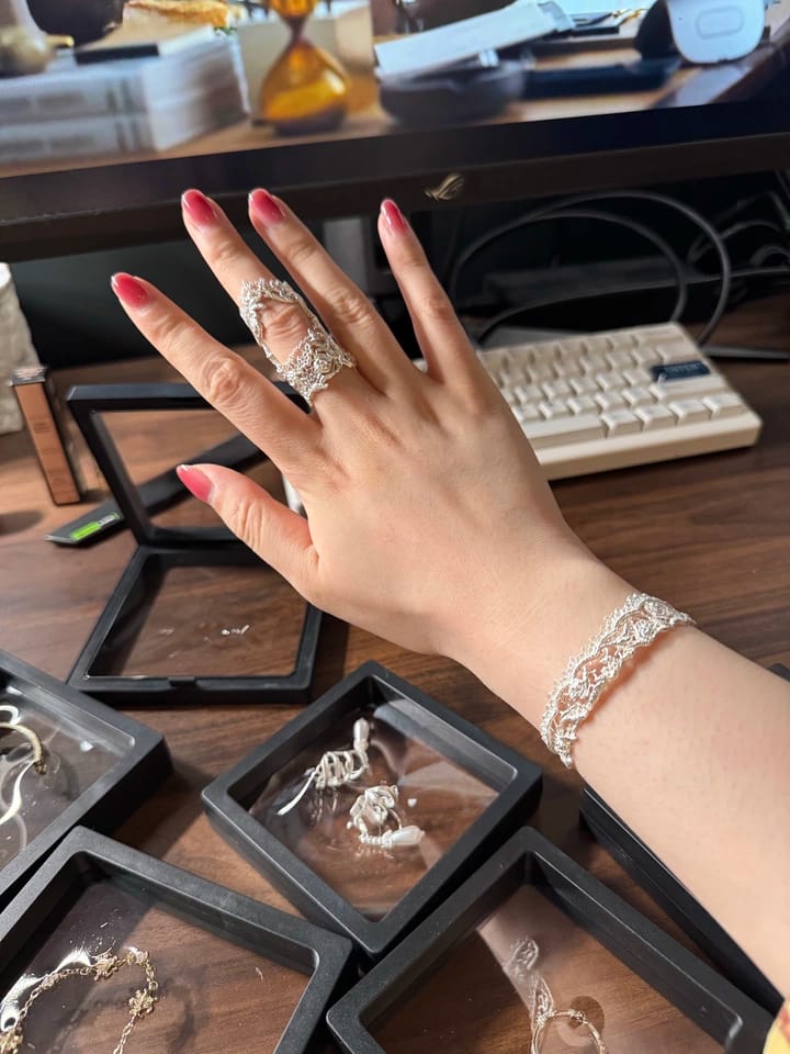 Customer photo review of Rebellious Tenderness Platinum Plating Luxury Vintage Lace Adjustable Bangle Bracelet™