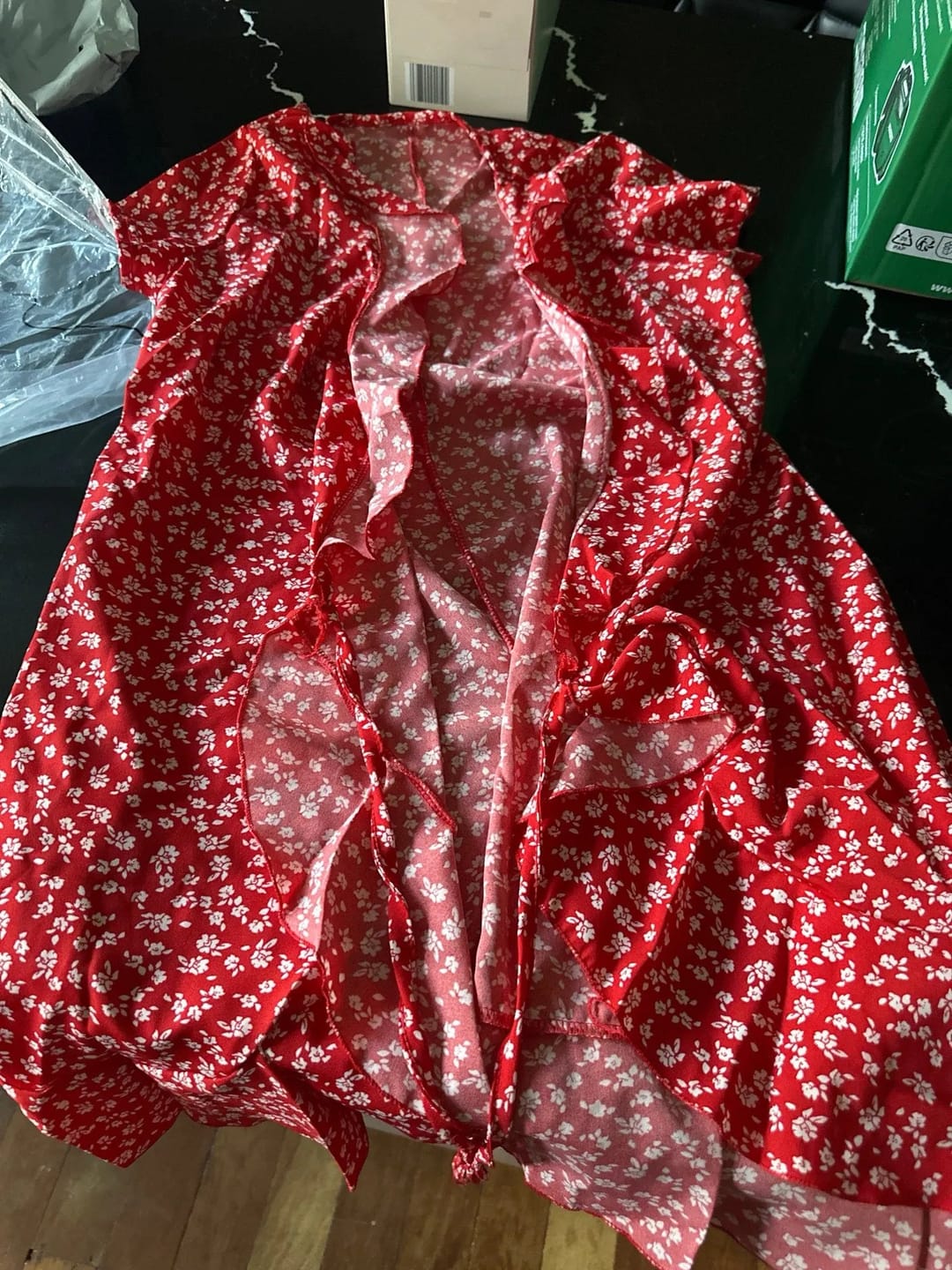 Customer photo review of Celeste Floral V-Neck A-Line Mini Dress